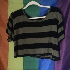 Olive green striped crop